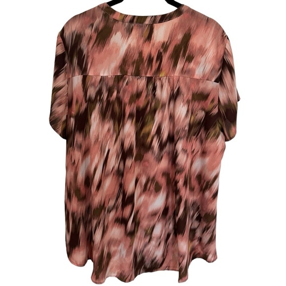 Torrid Pink and Brown Watercolor Dolman Blouse Women's Size 1 (L) - Picture 4 of 10